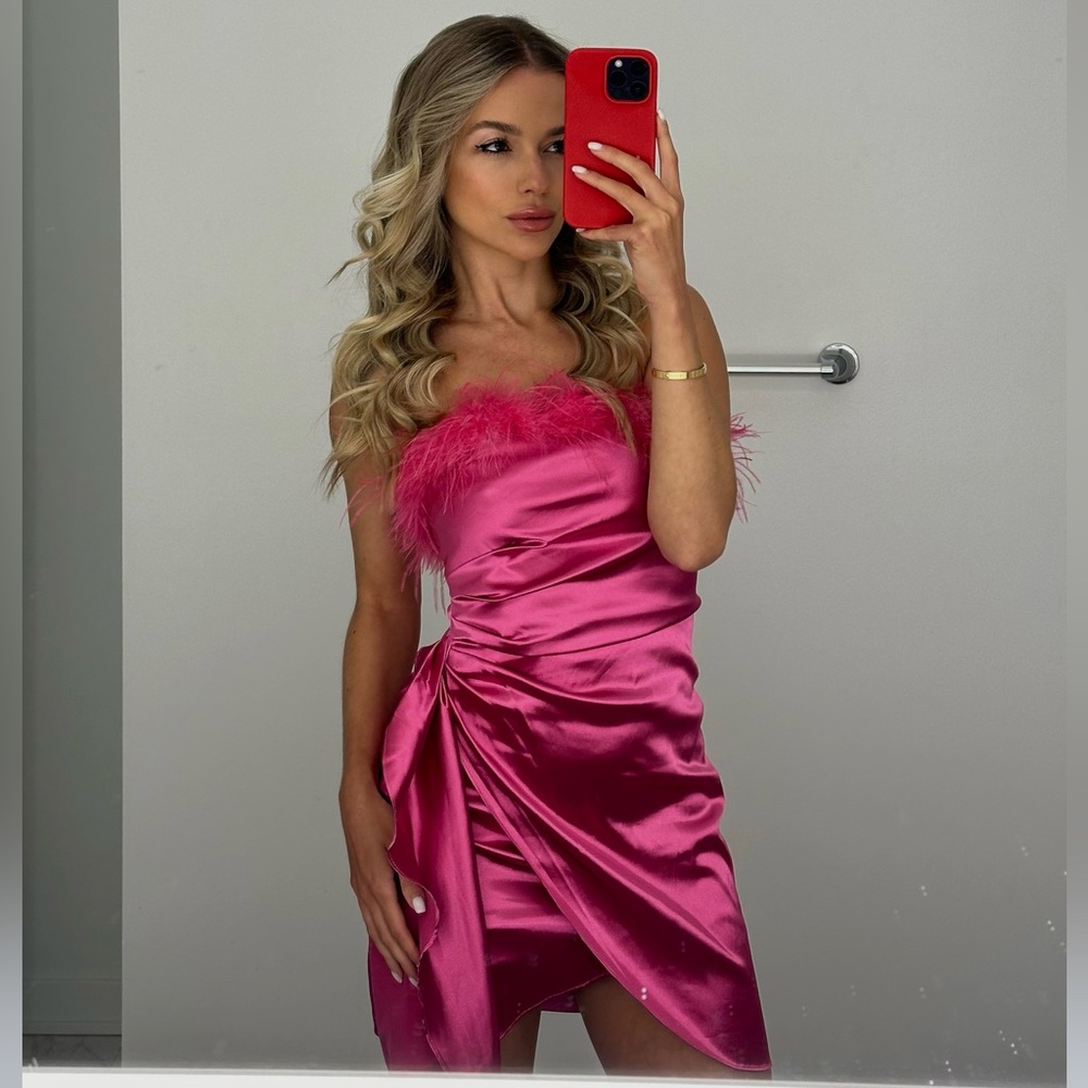 Strapless Wrap Dress in Hot Pink in size XS - with tag